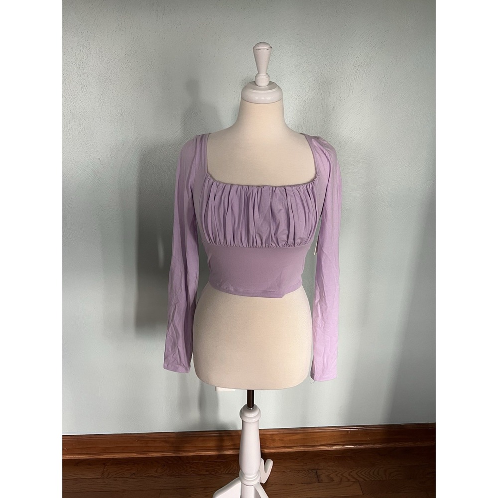 "SO" Purple‎ Long Sleeve Crop Top Size S Preppycore Ruffle Blouse